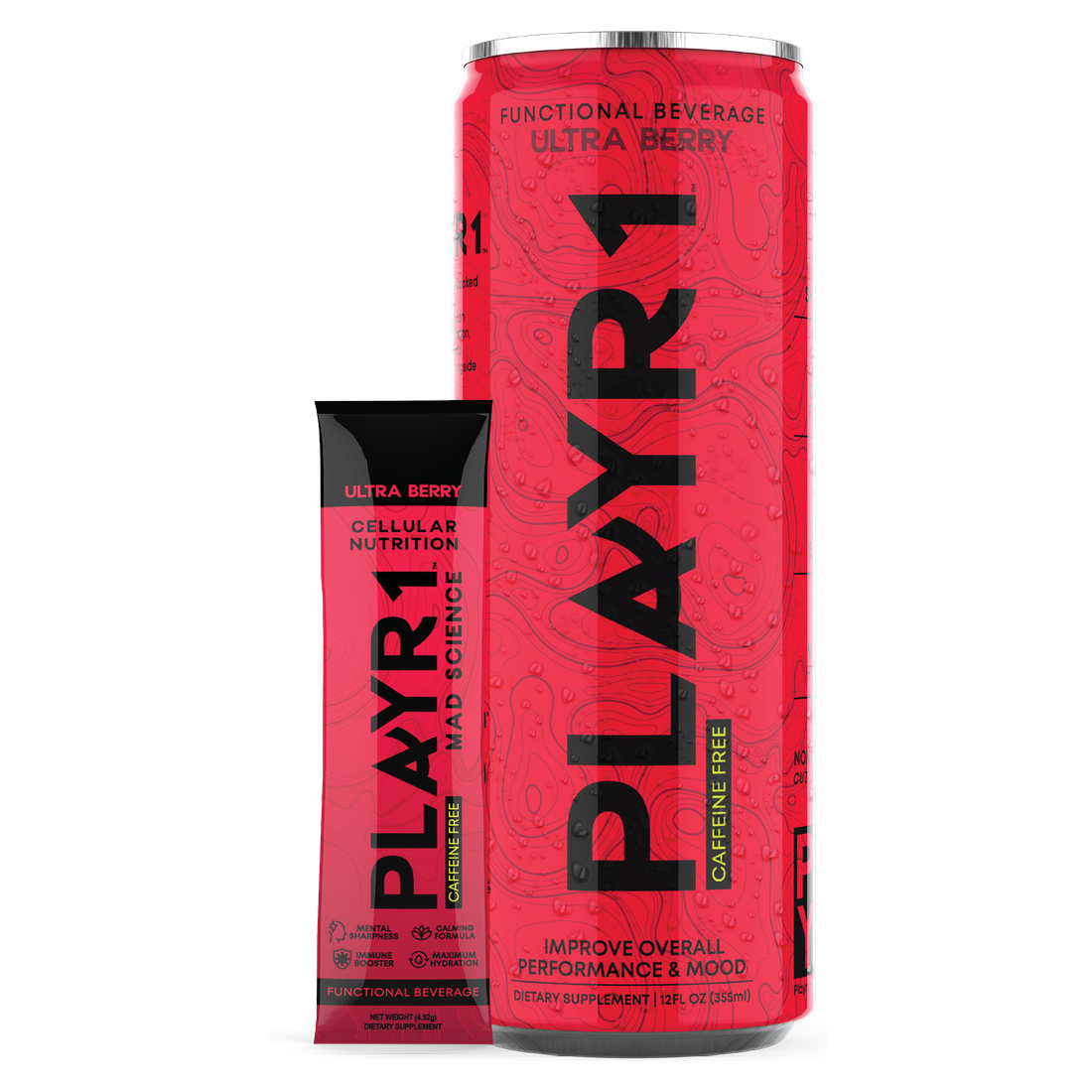 PLAYR1 Pink Ultra Berry can and stick pack